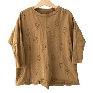Indy & Pippa T-Shirt / Sweatshirt Dress - Smiley Face - Brown - 18/24M